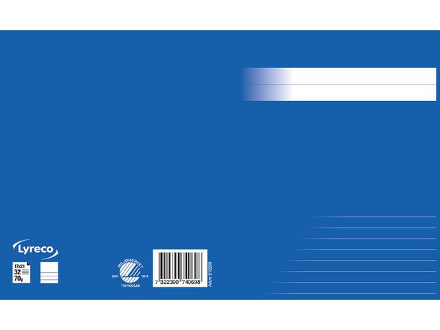 Skrivhäfte 17x21cm ½ sida linj 8,5mm blå